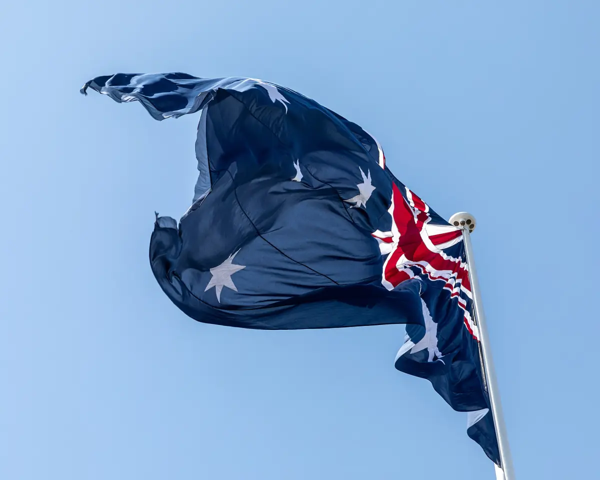 An Australian flag at Darling Harbour