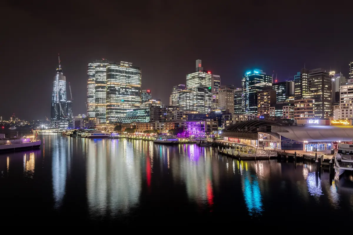 King Street Wharf at Darling Harbour at night