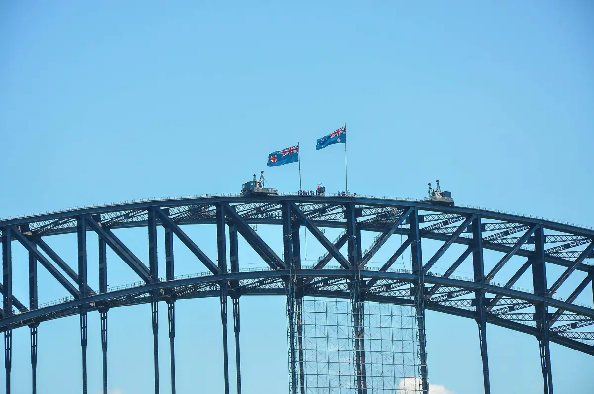 A group climbing the arch of the Sydney Harbour Bridge