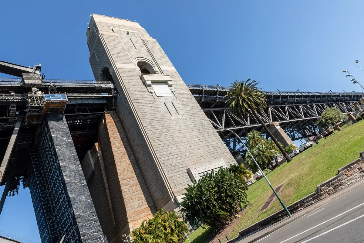 A granite pylon of the Sydney Harbour Bridge